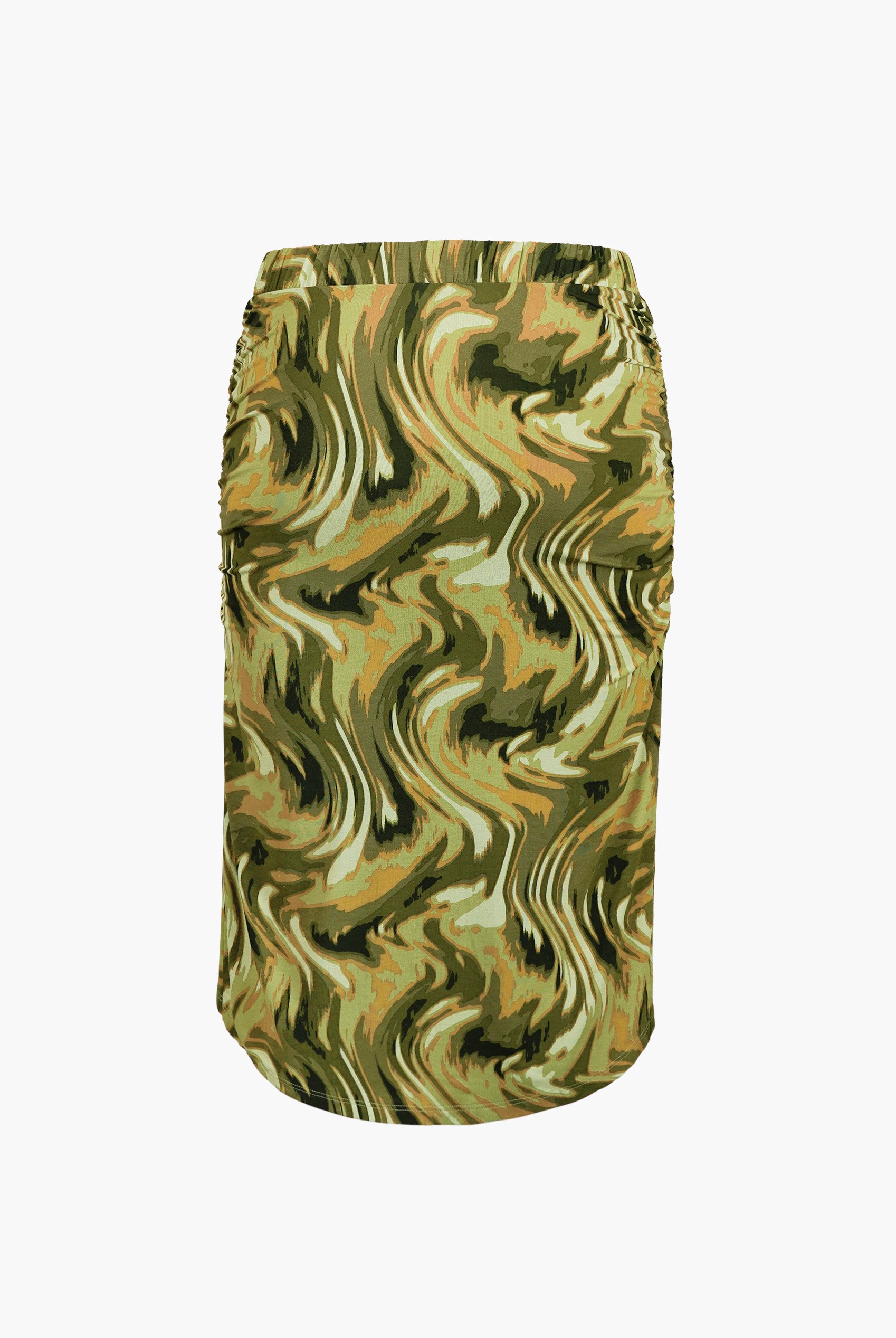 Womens Ruched Warp Midi Skirt