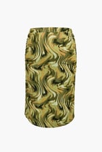 Womens Ruched Warp Midi Skirt