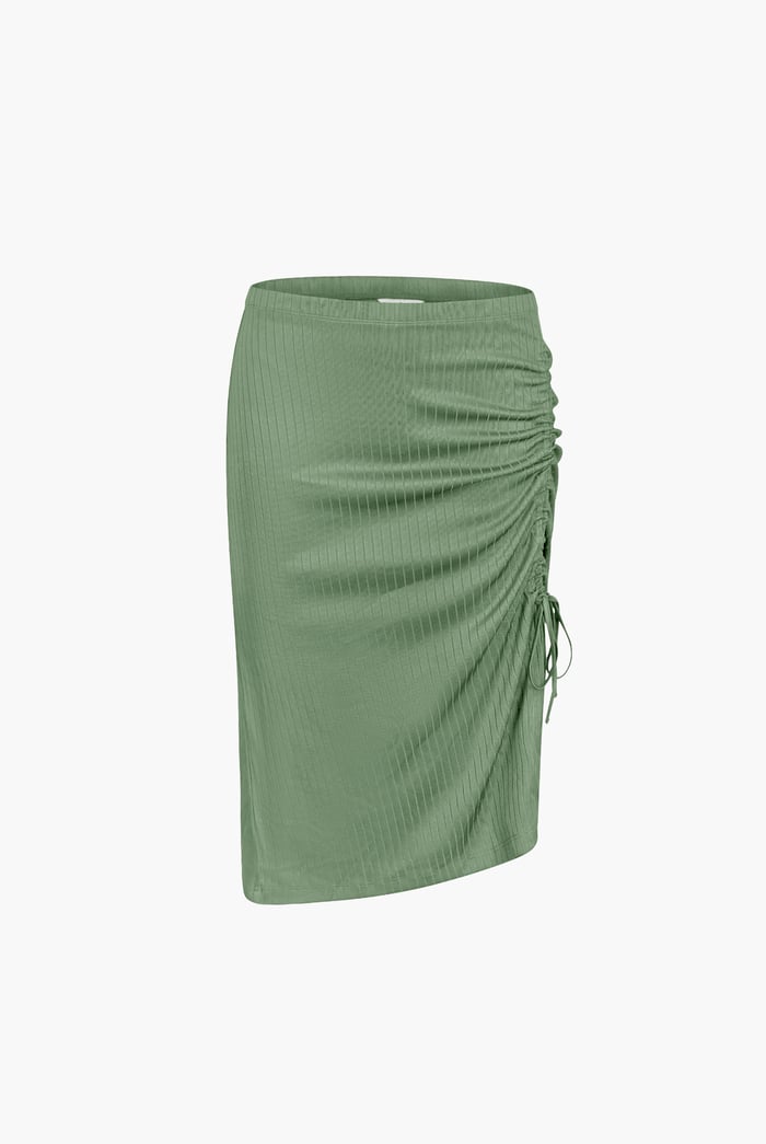 Ruched Drawstring Top & Skirt Set