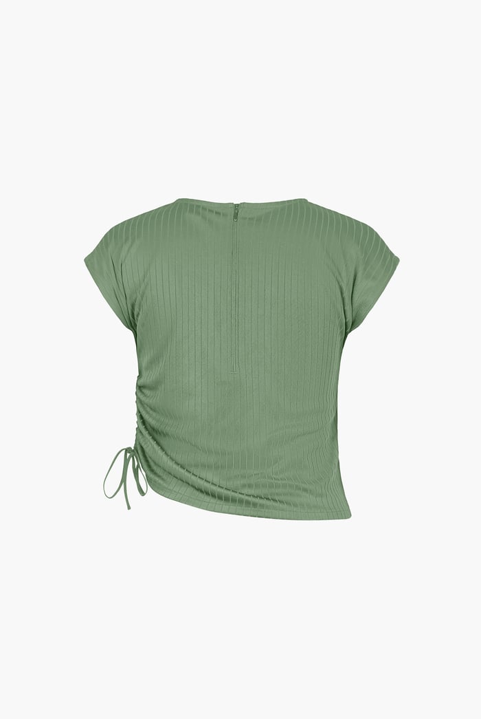 Ruched Drawstring Top & Skirt Set