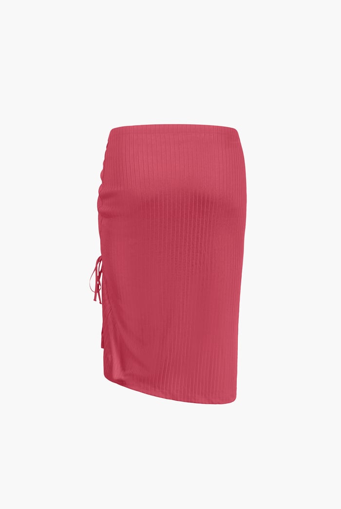 Ruched Drawstring Top & Skirt Set