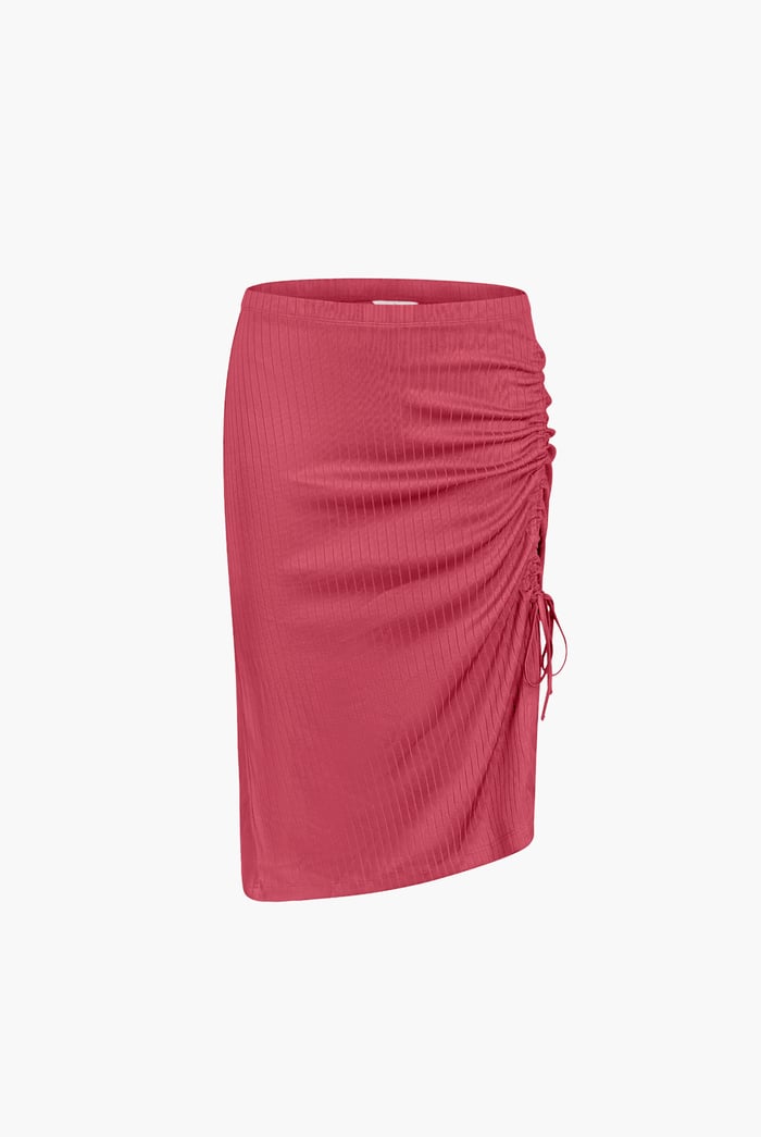 Ruched Drawstring Top & Skirt Set