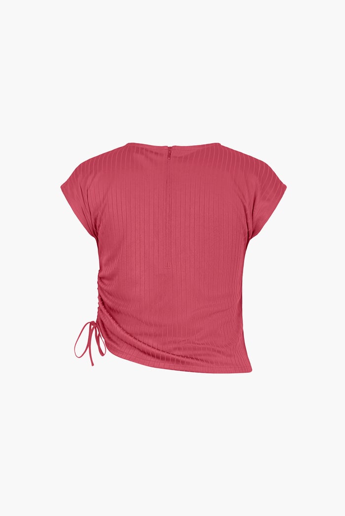 Ruched Drawstring Top & Skirt Set