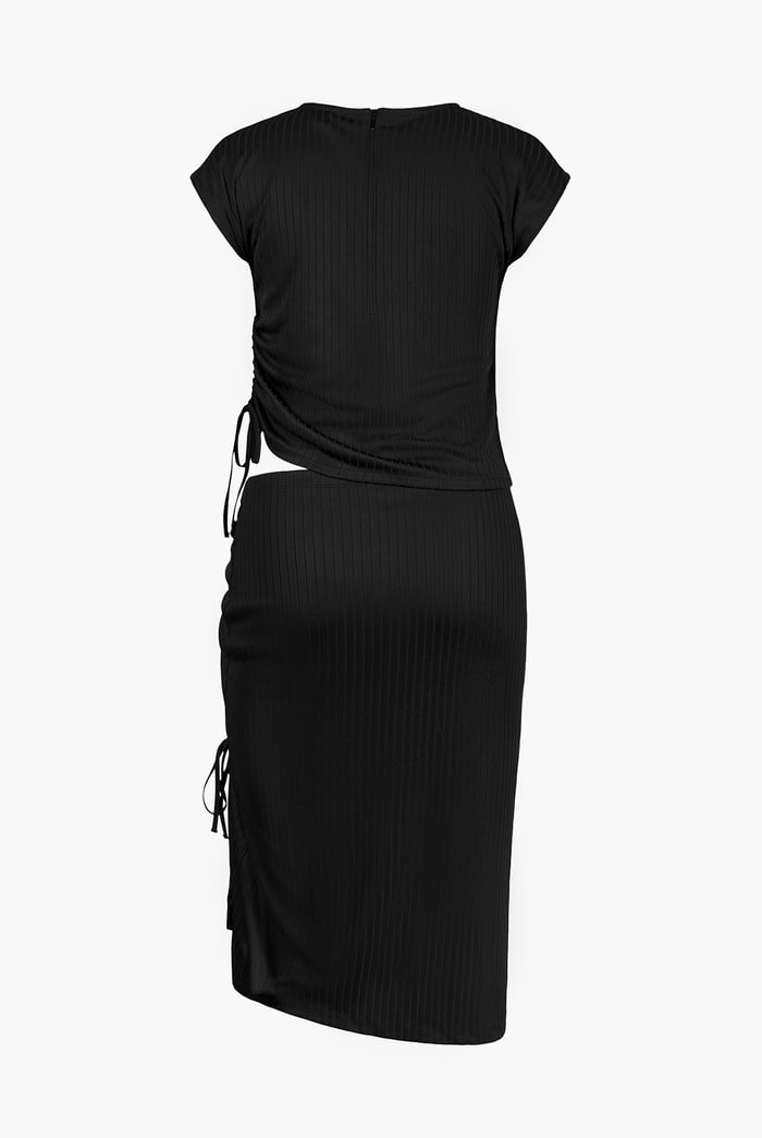 Ruched Drawstring Top & Skirt Set
