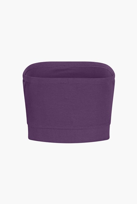Purple Ribbed Tube Crop Top