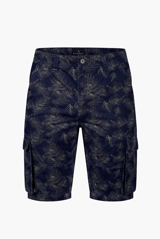 Mens Pure Cotton Palm Print Cargo Shorts