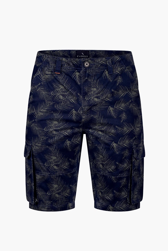 Mens Pure Cotton Palm Print Cargo Shorts