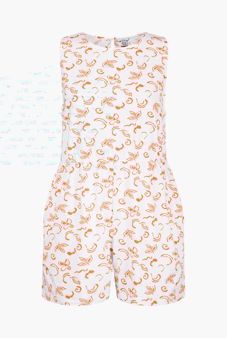 Black Sleeveless All Over Print Playsuit