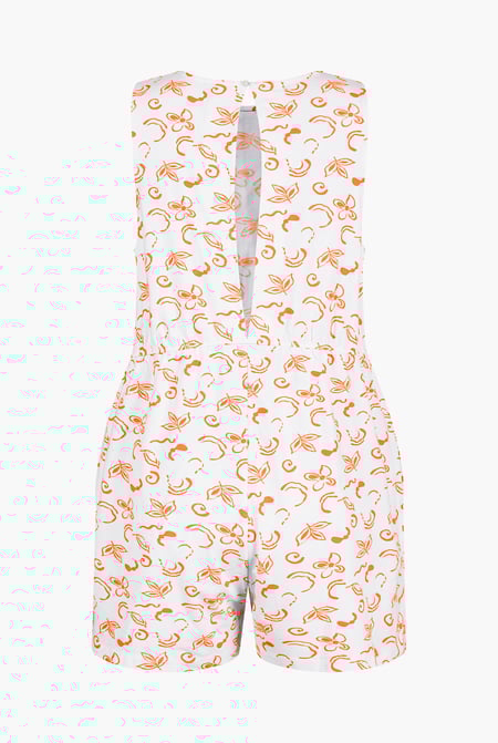 Orange Sleeveless All Over Print Playsuit