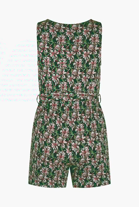 Green Wild Flower Print Playsuit