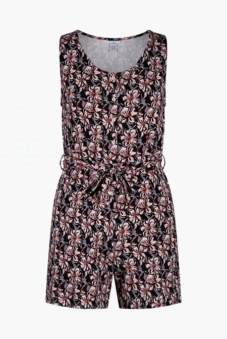 Black Wild Flower Print Playsuit