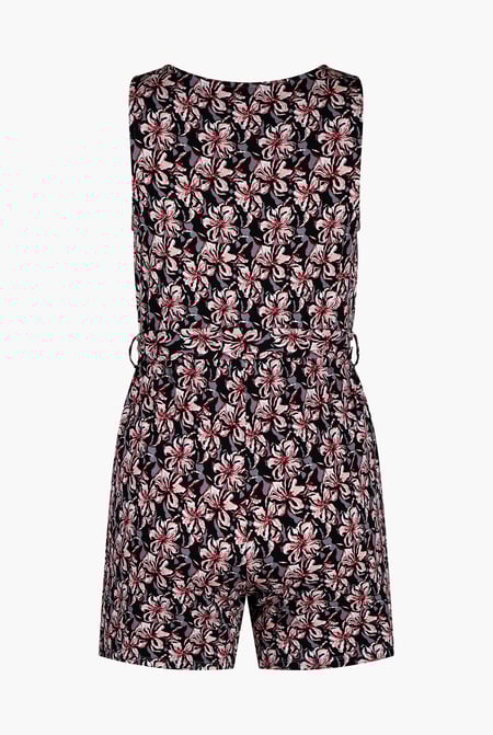 Black Wild Flower Print Playsuit