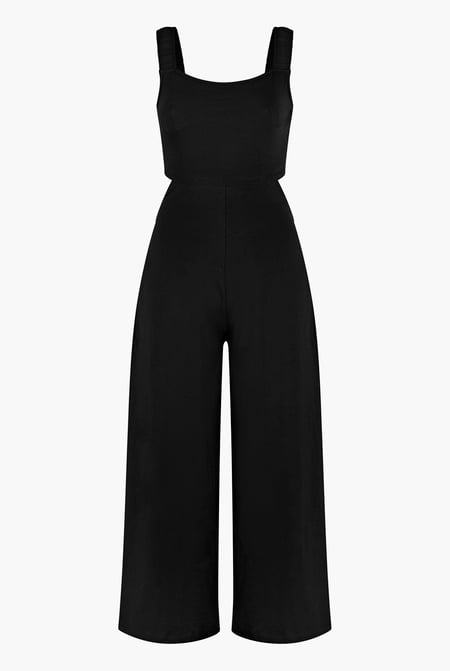 Black Strappy Wide Leg Jumpsuit