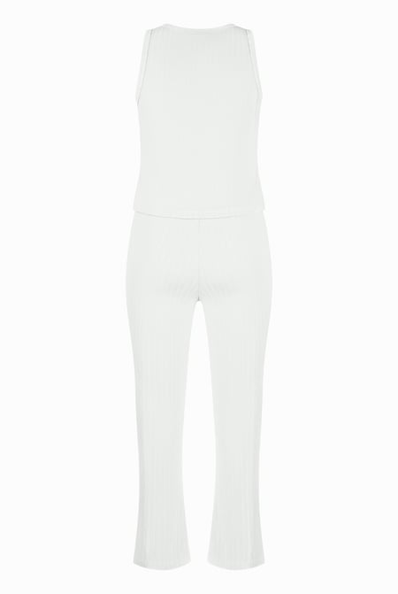 White Comfortable Ribbed Lounge Set