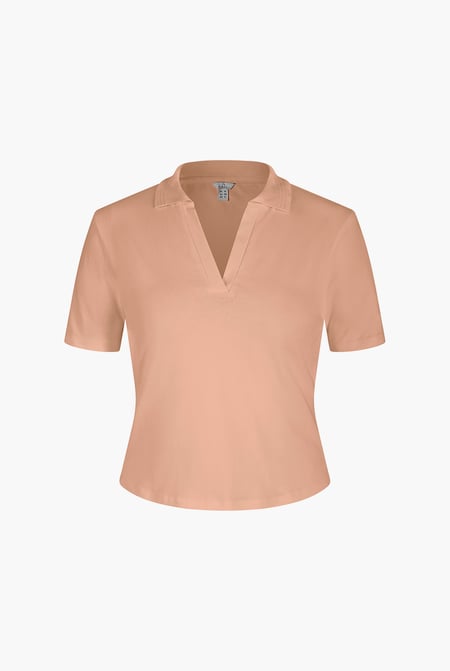 Nude V-Neck Polo Shirt