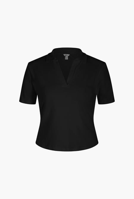 Nude V-Neck Polo Shirt