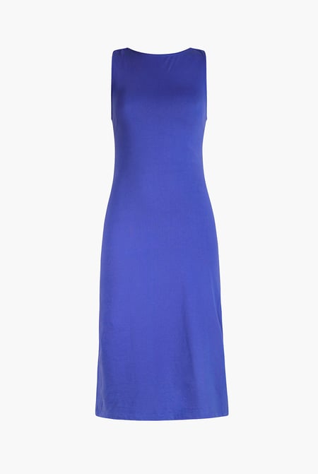 Blue Jersey Dress with Adjustable Self-Fabric Straps