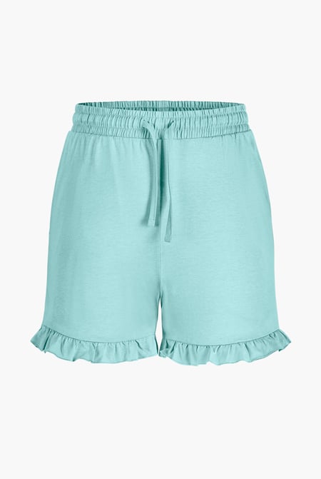 Women's Purple Essential Shorts with Frill Hem