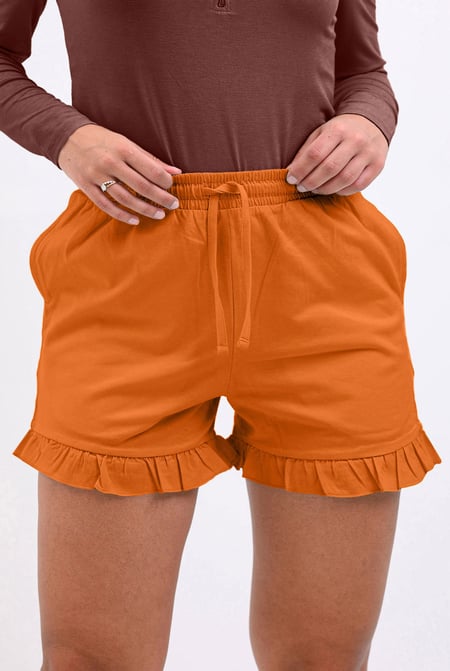 Women's Purple Essential Shorts with Frill Hem