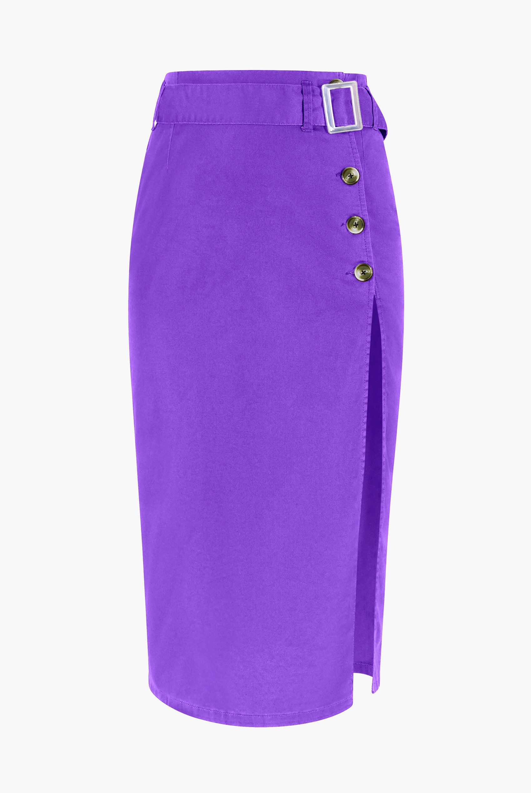 Button Detail Midaxi Skirt with Buckle Belt