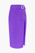 Button Detail Midaxi Skirt with Buckle Belt