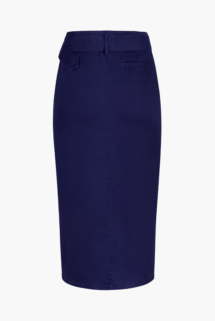 Button Detail Midaxi Skirt with Buckle Belt
