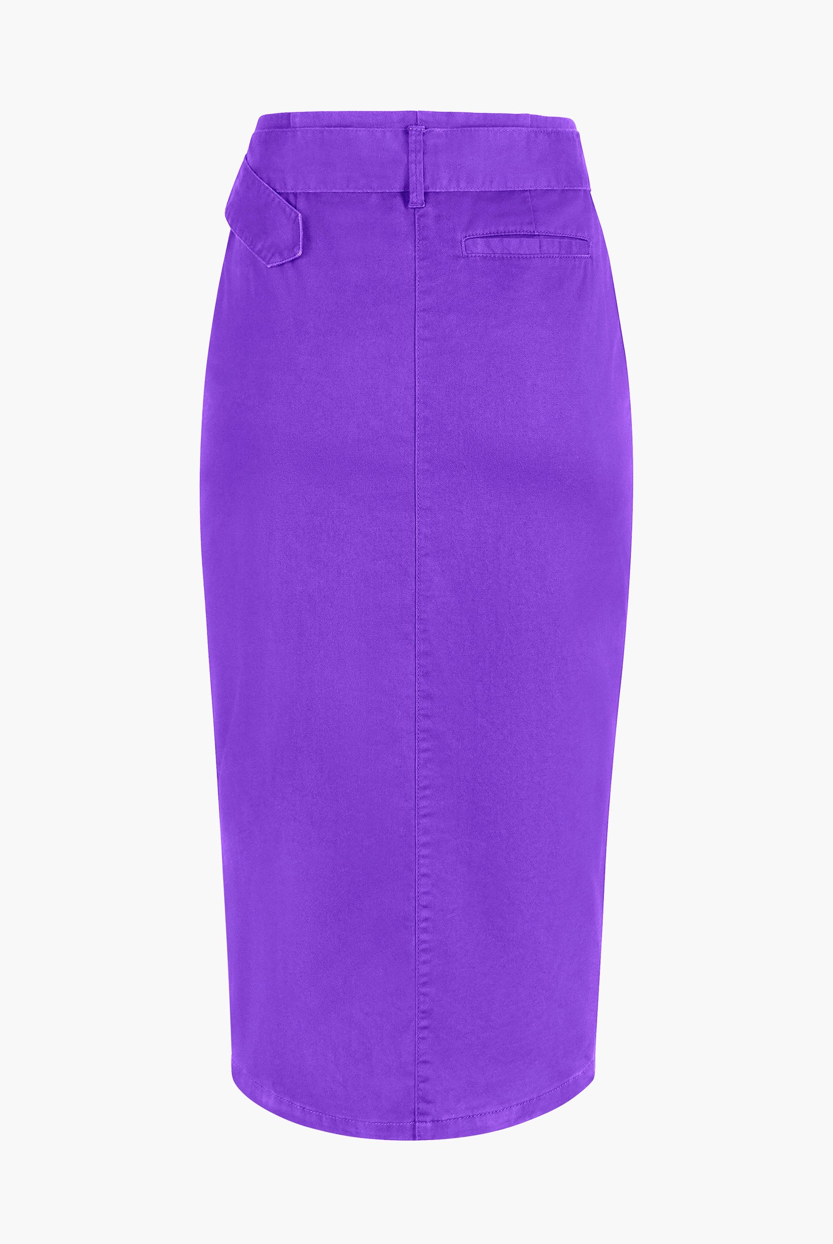 Button Detail Midaxi Skirt with Buckle Belt