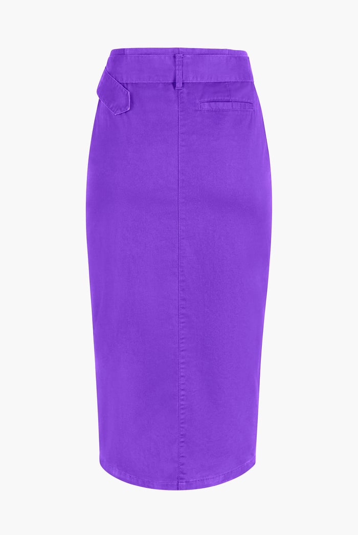 Button Detail Midaxi Skirt with Buckle Belt