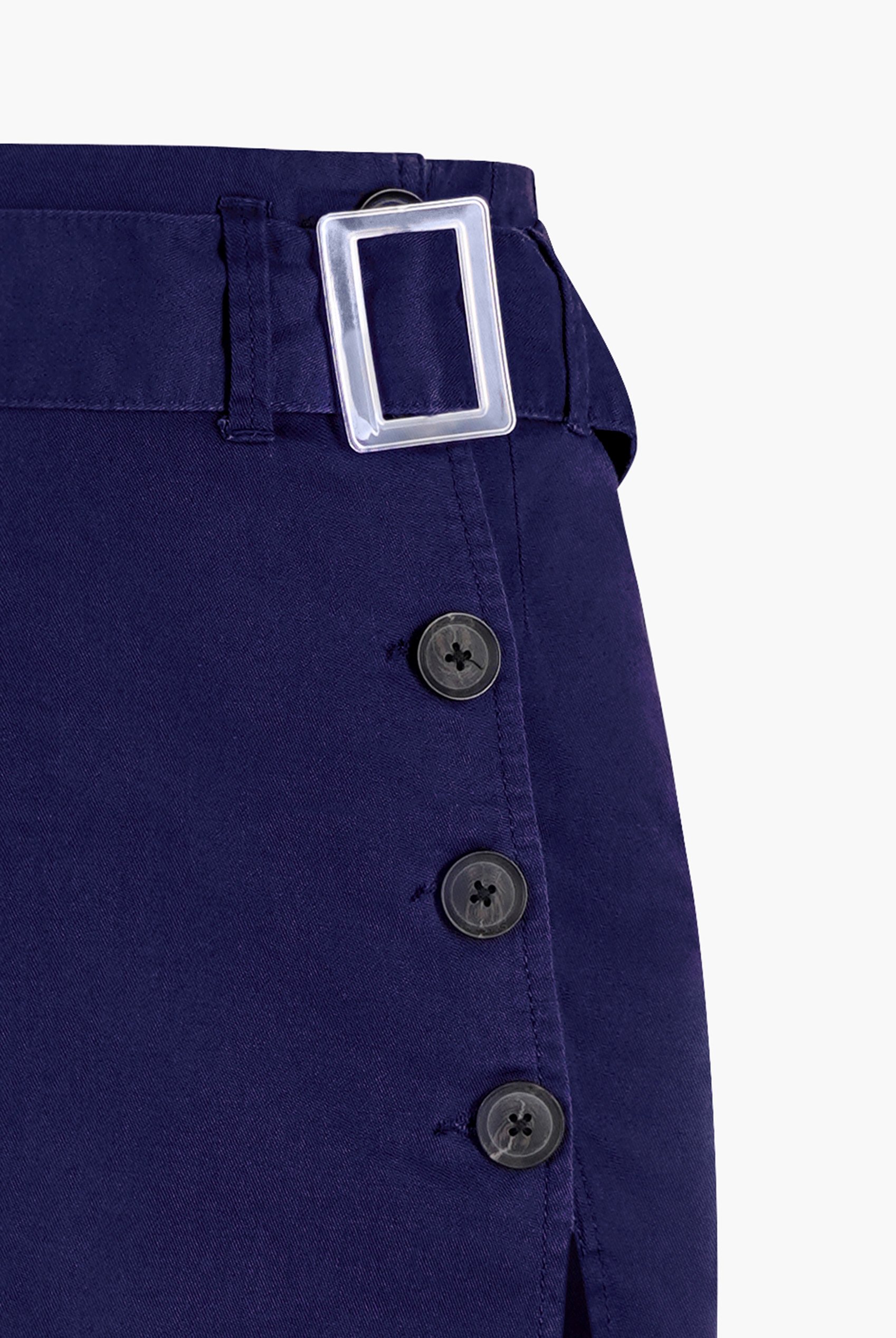 Button Detail Midaxi Skirt with Buckle Belt
