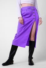 Button Detail Midaxi Skirt with Buckle Belt