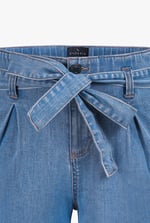 Belted Denim Shorts with Paperbag Waist