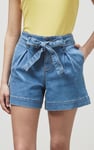 Belted Denim Shorts with Paperbag Waist