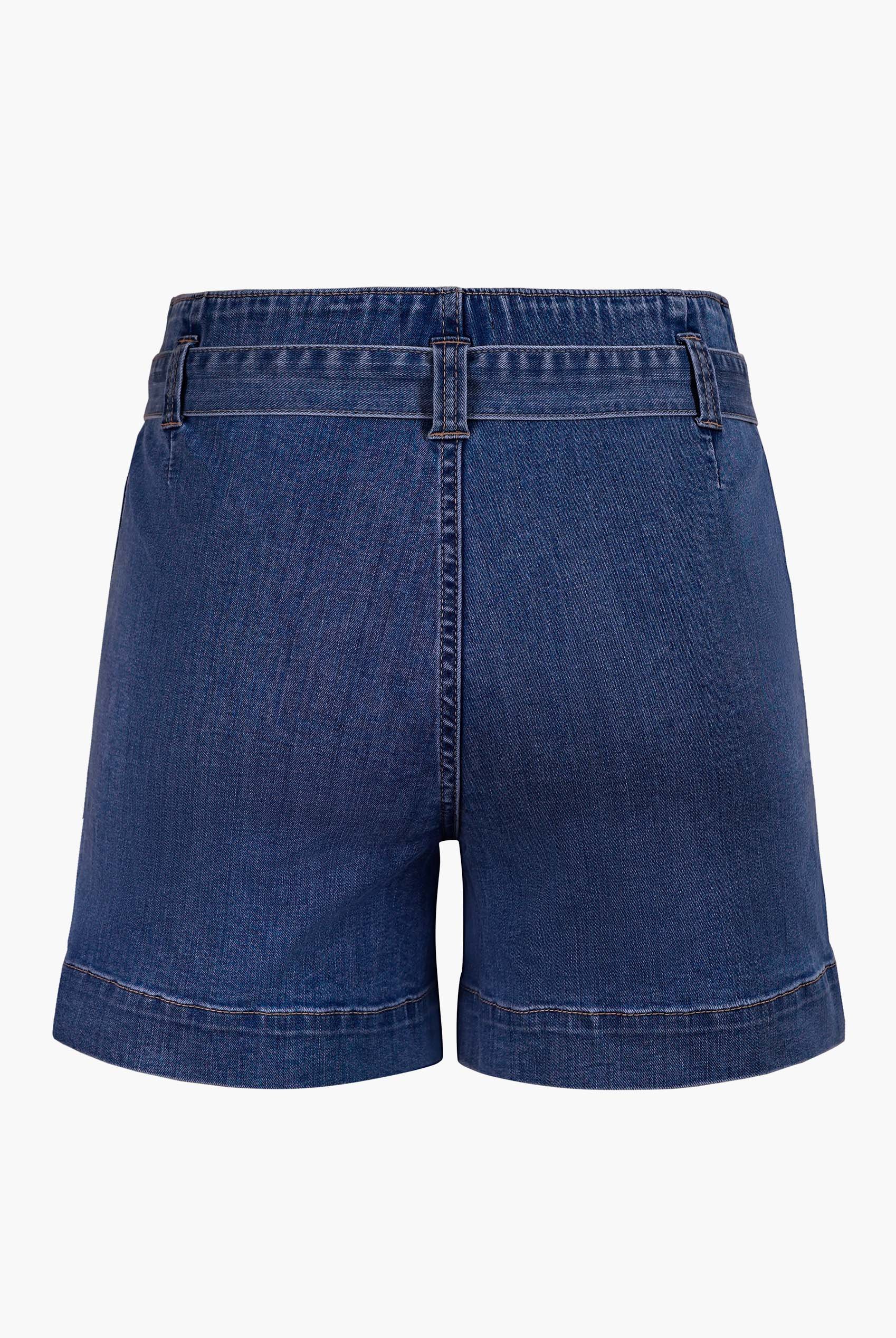 Belted Denim Shorts with Paperbag Waist