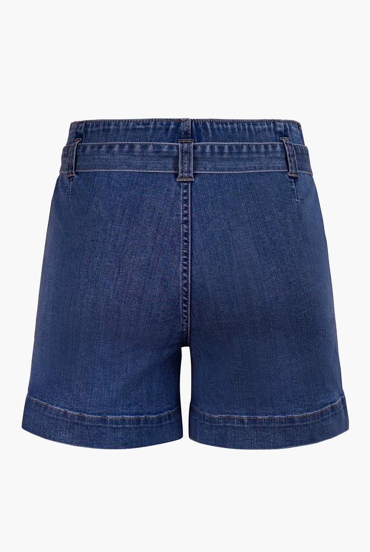 Belted Denim Shorts with Paperbag Waist