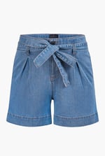 Belted Denim Shorts with Paperbag Waist