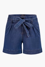 Belted Denim Shorts with Paperbag Waist