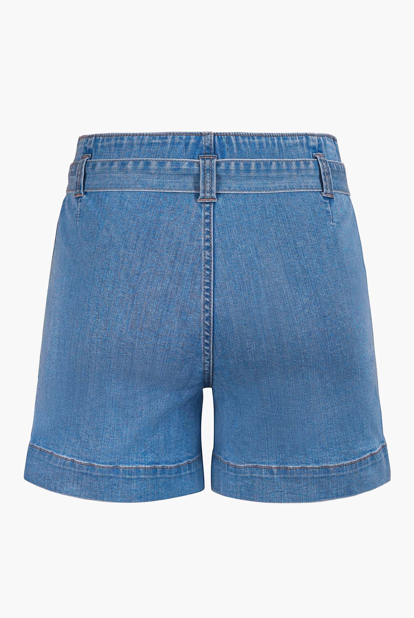 Belted Denim Shorts with Paperbag Waist