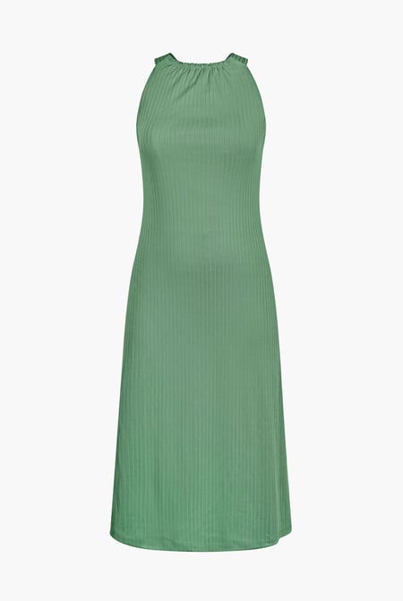 Green Halter Neck Dress with Criss-Cross Back