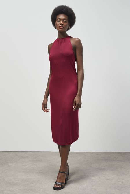Green Halter Neck Dress with Criss-Cross Back