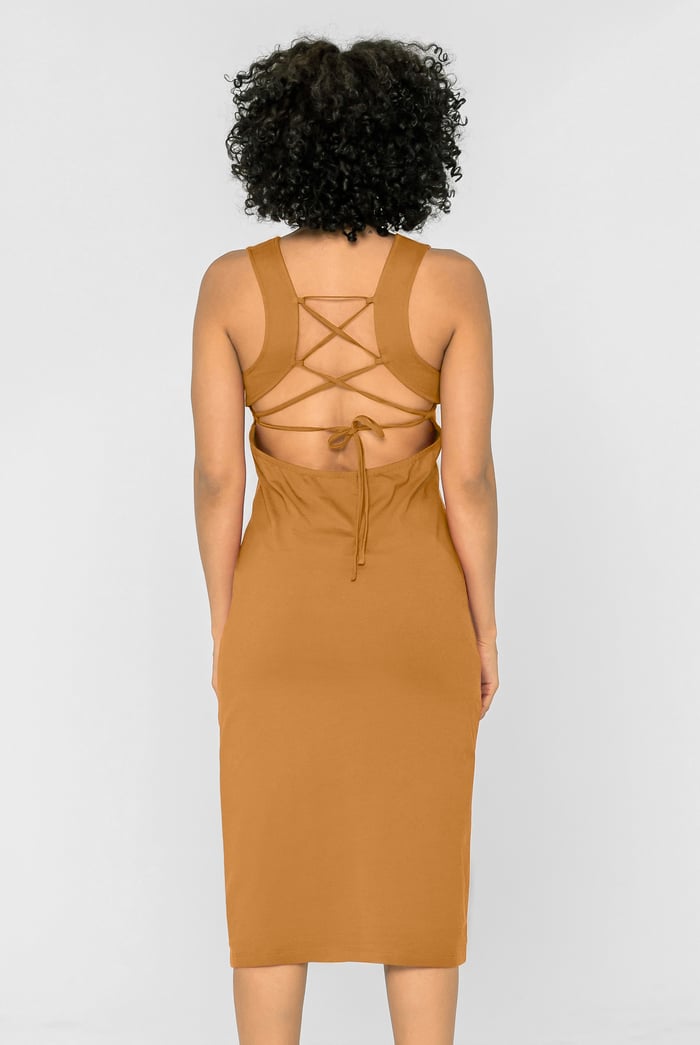 Jersey Dress with Adjustable Self-Fabric Straps