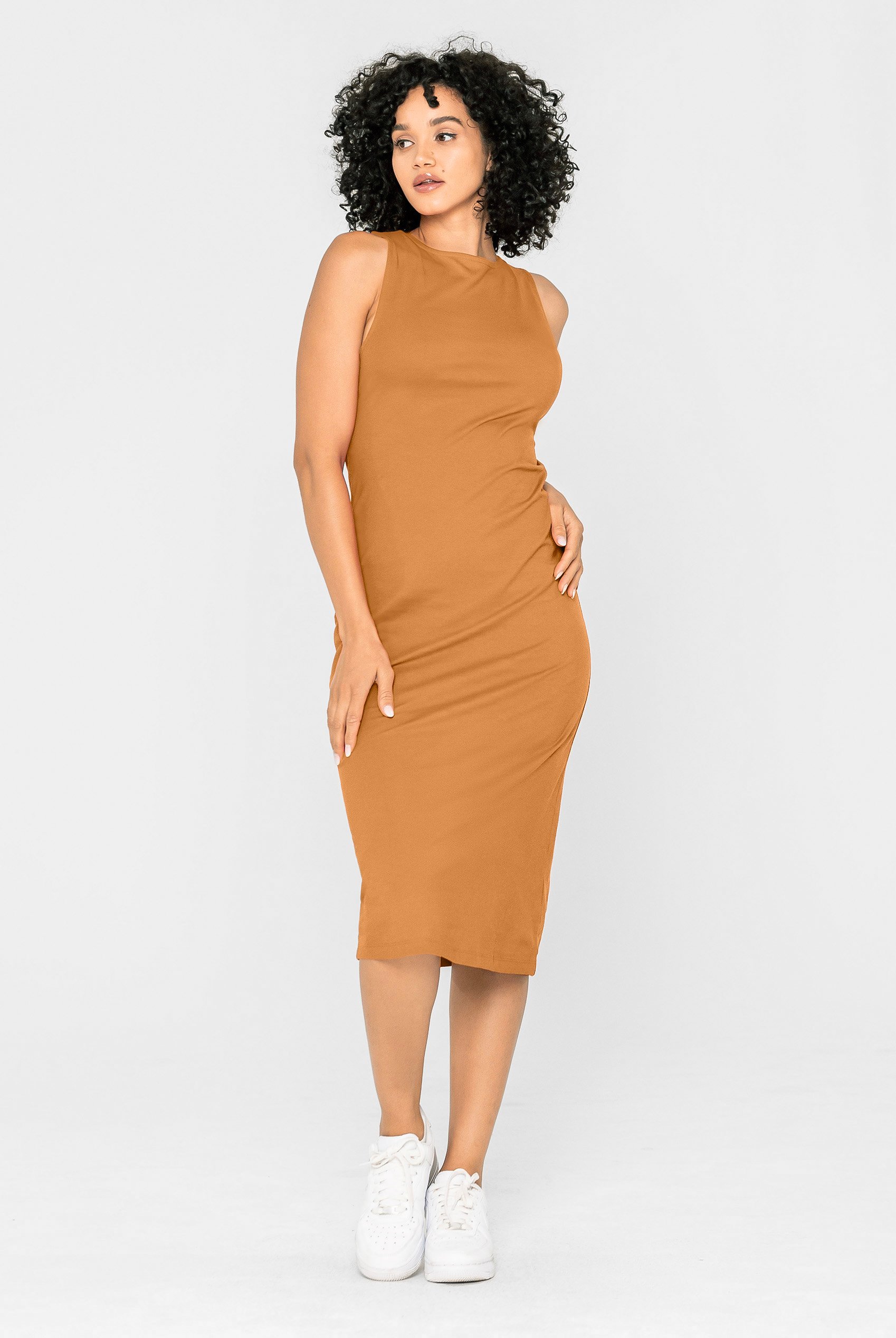Jersey Dress with Adjustable Self-Fabric Straps