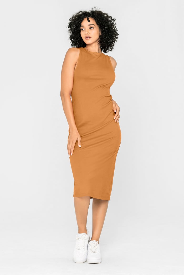 Jersey Dress with Adjustable Self-Fabric Straps