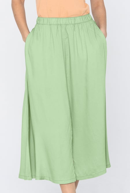 Green A-Line Maxi Skirt with Front Slit