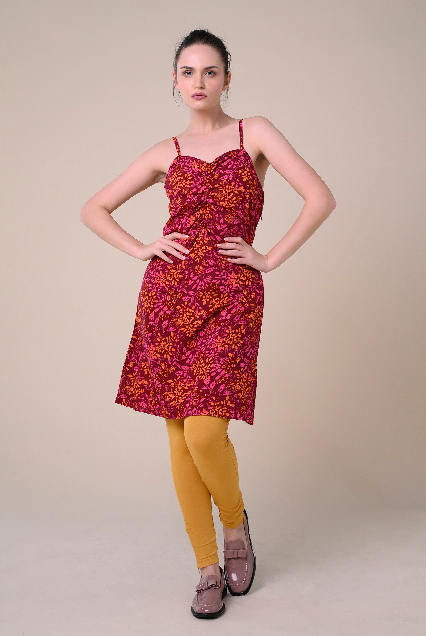 Women's Cami Mini Dress with Ruched Front