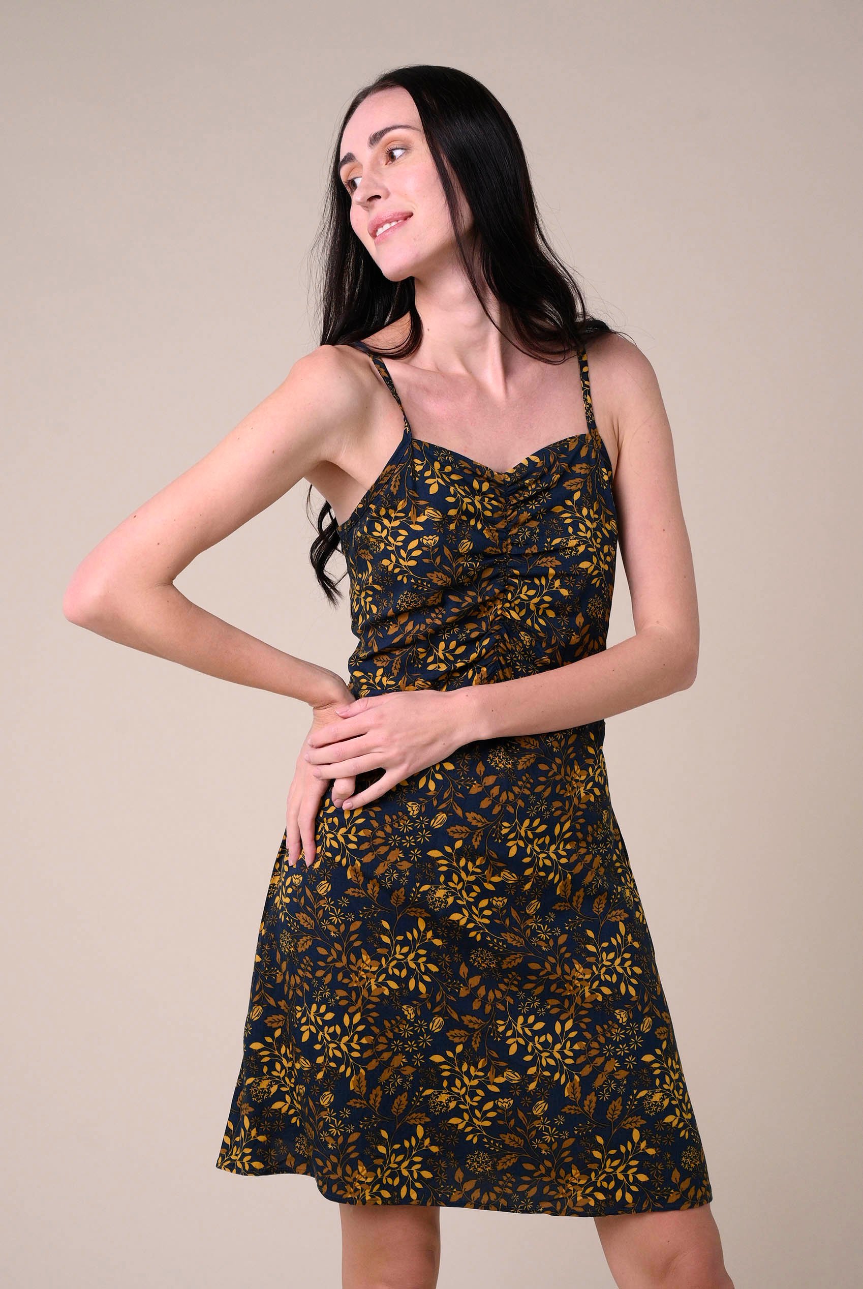 Women's Cami Mini Dress with Ruched Front