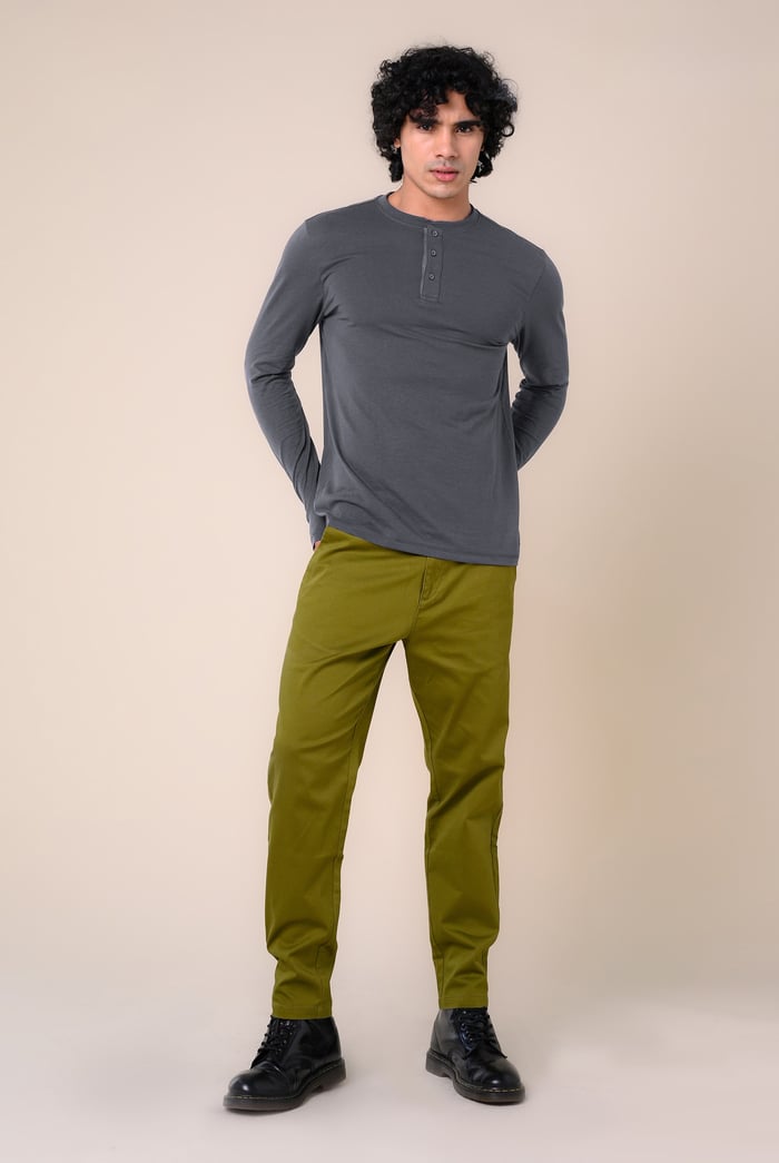 Men's Crew Neck Henley T-Shirt