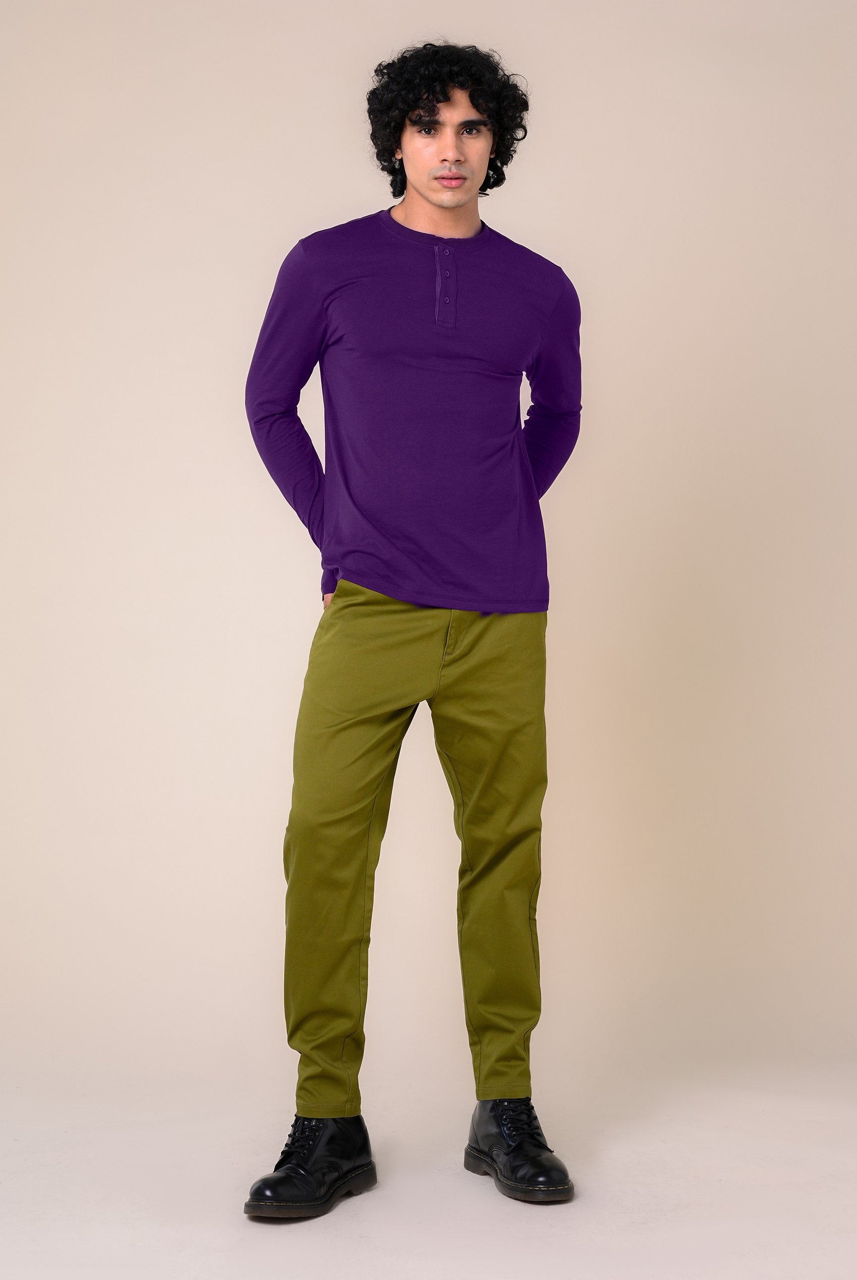 Men's Crew Neck Henley T-Shirt
