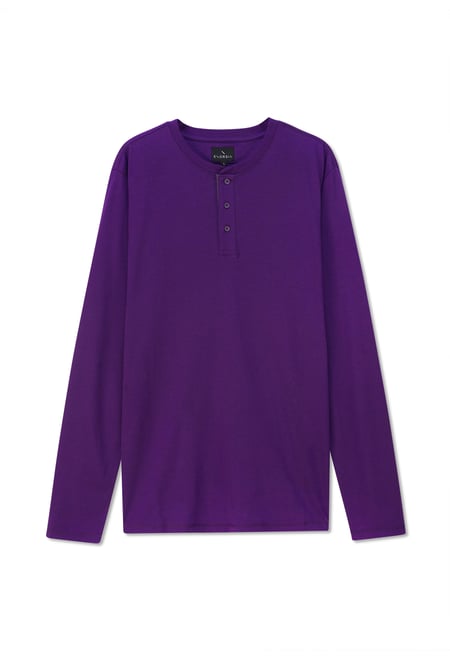 Men's Purple Crew Neck Henley T-Shirt