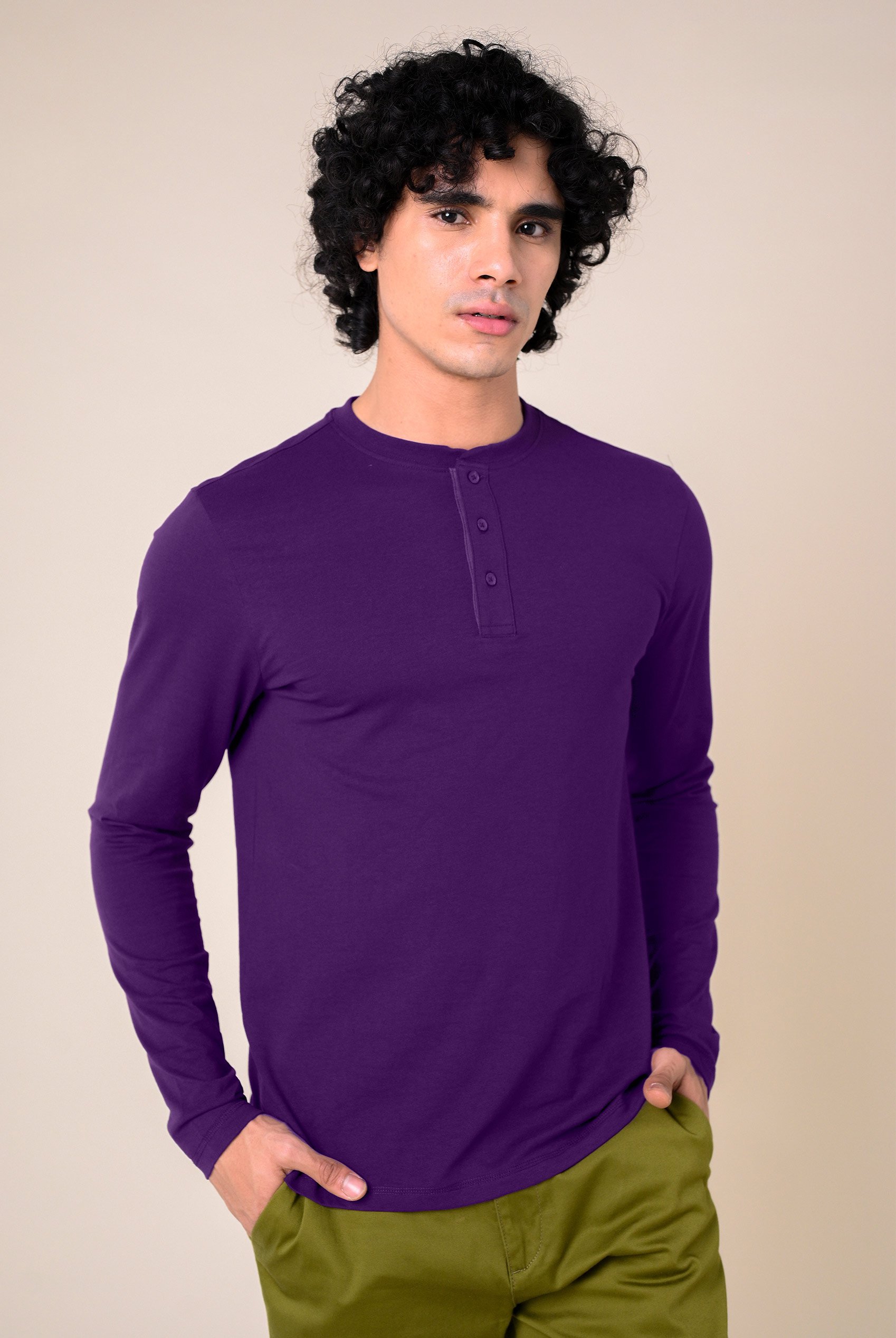 Men's Crew Neck Henley T-Shirt