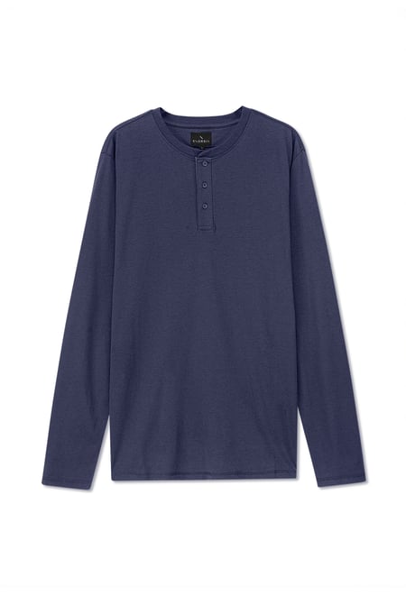 Men's Navy Crew Neck Henley T-Shirt